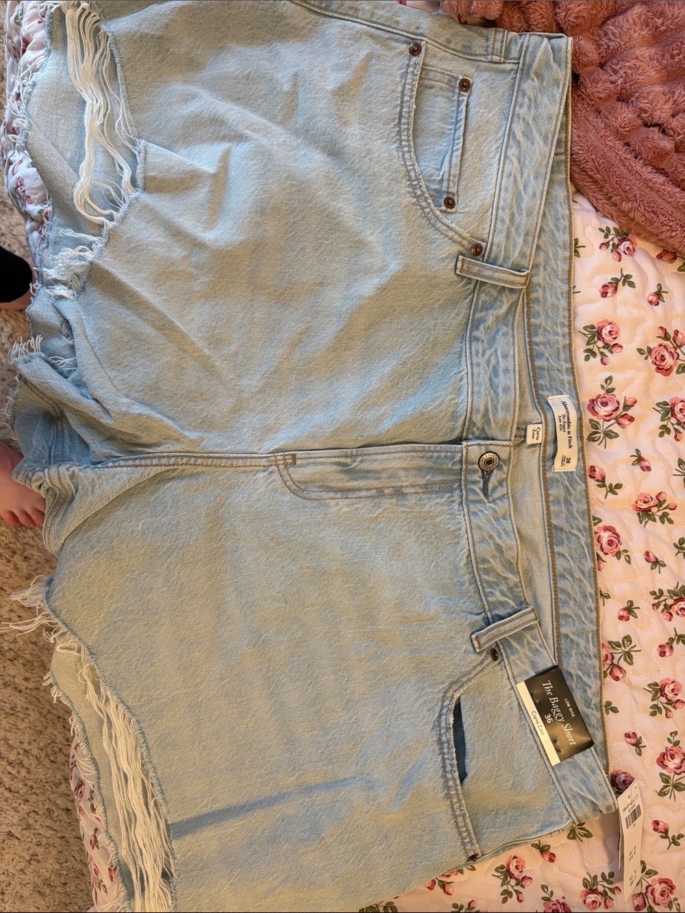 Abercrombie & Fitch Light Blue Distressed Denim Jean Shorts